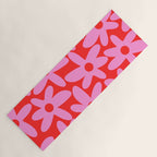 Daisy Time Floral Pattern in Preppy Pink and Red Yoga Mat Gallery Image 1