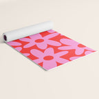Daisy Time Floral Pattern in Preppy Pink and Red Yoga Mat Gallery Image 2