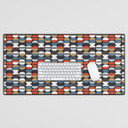 Mid century geometric pattern dark blue Desk Mat Gallery Image 1