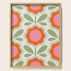 HELLO BOLD RETRO DAISY PATTERN 3. PINK AND GREEN Serving Tray Gallery Image 1