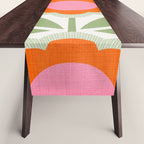 HELLO BOLD RETRO DAISY PATTERN 3. PINK AND GREEN Table Runner Gallery Image 1