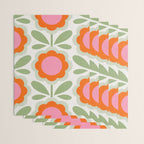 HELLO BOLD RETRO DAISY PATTERN 3. PINK AND GREEN Wrapping Paper Gallery Image 3