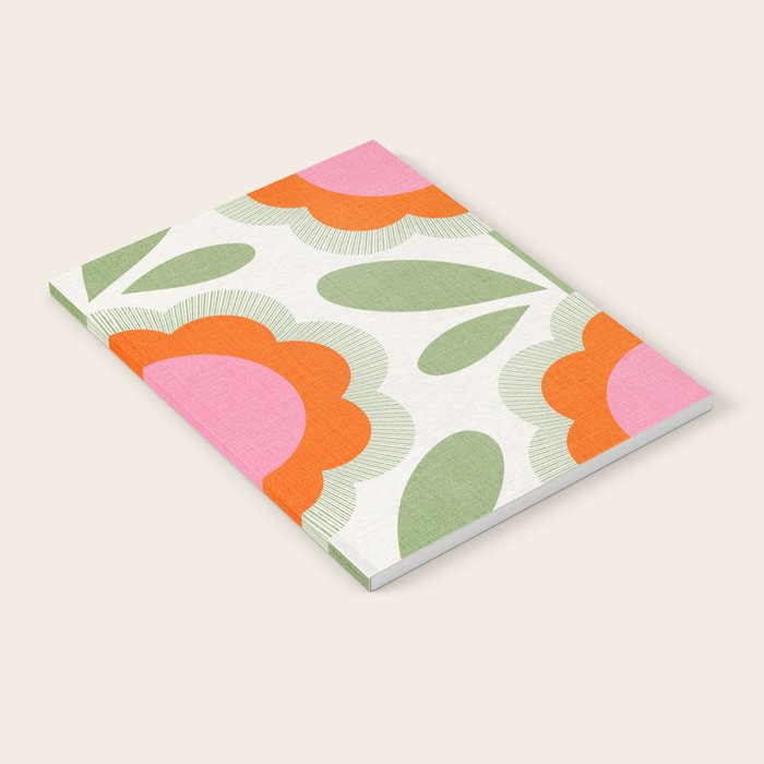 HELLO BOLD RETRO DAISY PATTERN 3. PINK AND GREEN Notebook Gallery Image 1
