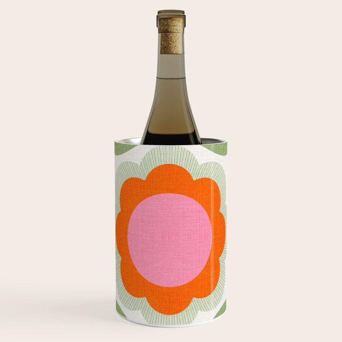 HELLO BOLD RETRO DAISY PATTERN 3. PINK AND GREEN Wine Chiller Gallery Image 1