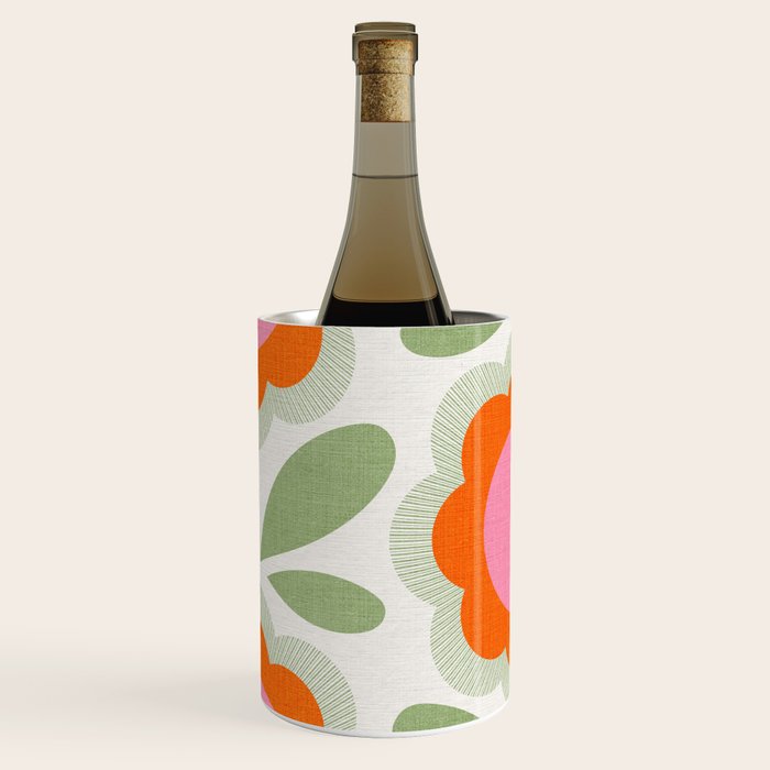 HELLO BOLD RETRO DAISY PATTERN 3. PINK AND GREEN Wine Chiller Gallery Image 2