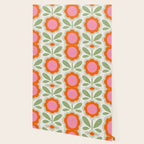HELLO BOLD RETRO DAISY PATTERN 3. PINK AND GREEN Wallpaper Gallery Image 2