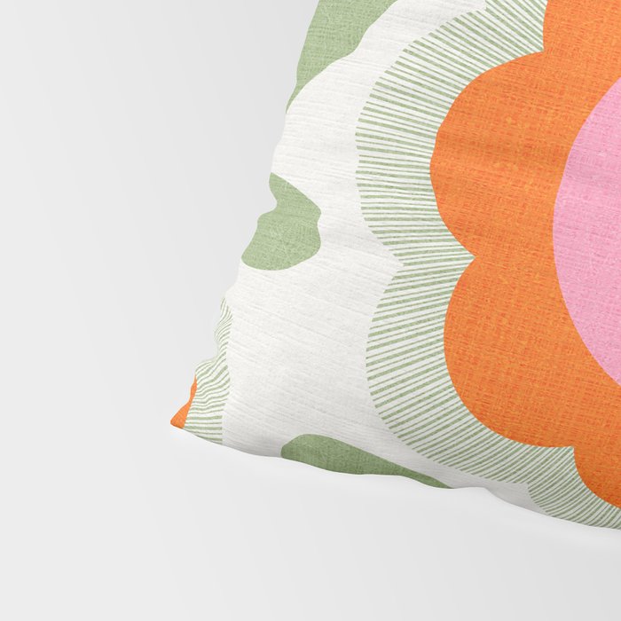 HELLO BOLD RETRO DAISY PATTERN 3. PINK AND GREEN Pillow Sham Gallery Image 4