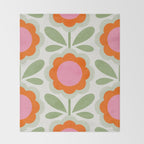 HELLO BOLD RETRO DAISY PATTERN 3. PINK AND GREEN Throw Blanket Gallery Image 2