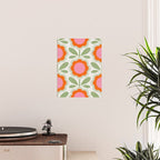 HELLO BOLD RETRO DAISY PATTERN 3. PINK AND GREEN Poster Gallery Image 2
