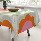 HELLO BOLD RETRO DAISY PATTERN 3. PINK AND GREEN Tablecloth Gallery Image 3