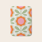 HELLO BOLD RETRO DAISY PATTERN 3. PINK AND GREEN Bath Mat Gallery Image 1
