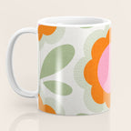 HELLO BOLD RETRO DAISY PATTERN 3. PINK AND GREEN Coffee Mug Gallery Image 3