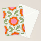 HELLO BOLD RETRO DAISY PATTERN 3. PINK AND GREEN Stationery Card Gallery Image 2