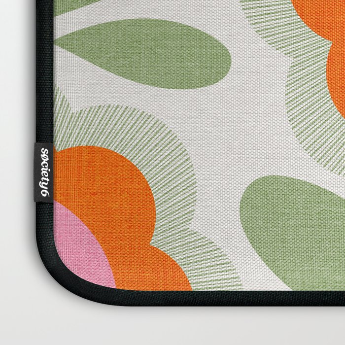 HELLO BOLD RETRO DAISY PATTERN 3. PINK AND GREEN Laptop Sleeve Gallery Image 3