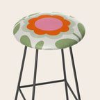 HELLO BOLD RETRO DAISY PATTERN 3. PINK AND GREEN Stool Gallery Image 2