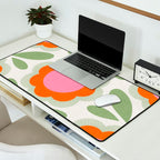 HELLO BOLD RETRO DAISY PATTERN 3. PINK AND GREEN Desk Mat Gallery Image 2