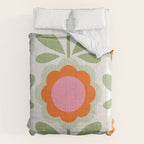 HELLO BOLD RETRO DAISY PATTERN 3. PINK AND GREEN Comforter Gallery Image 6