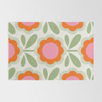 HELLO BOLD RETRO DAISY PATTERN 3. PINK AND GREEN Rug Gallery Image 2