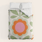 HELLO BOLD RETRO DAISY PATTERN 3. PINK AND GREEN Duvet Cover Gallery Image 6