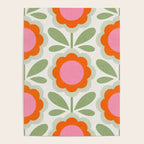 HELLO BOLD RETRO DAISY PATTERN 3. PINK AND GREEN Poster Gallery Image 4
