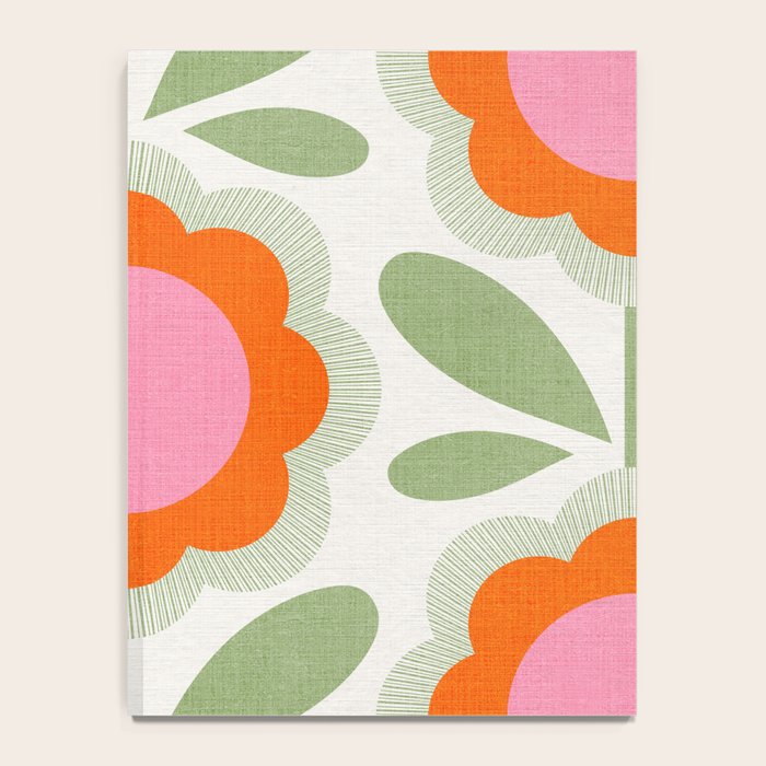 HELLO BOLD RETRO DAISY PATTERN 3. PINK AND GREEN Notebook Gallery Image 4