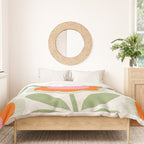 HELLO BOLD RETRO DAISY PATTERN 3. PINK AND GREEN Duvet Cover Gallery Image 3