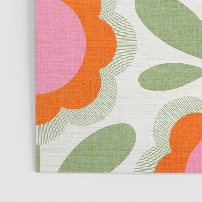 HELLO BOLD RETRO DAISY PATTERN 3. PINK AND GREEN Poster Gallery Image 3