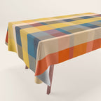Retro Modern Plaid Pattern Orange Mustard Yellow Blue Tablecloth Gallery Image 1
