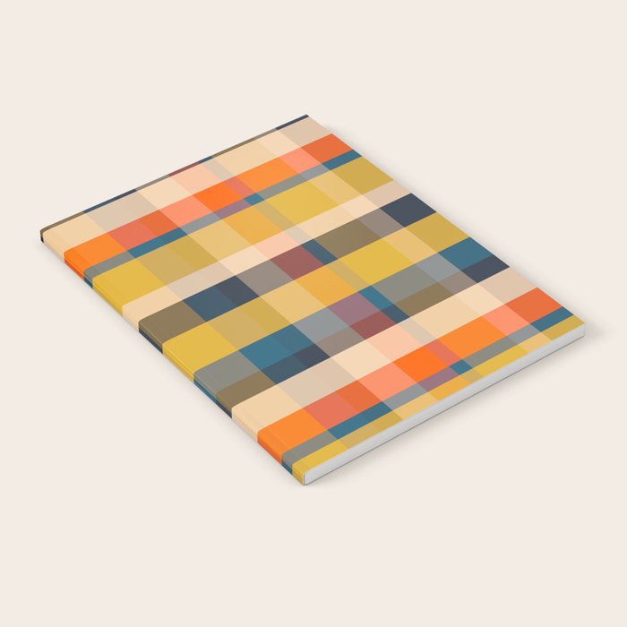 Retro Modern Plaid Pattern Orange Mustard Yellow Blue Notebook Gallery Image 1