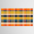 Retro Modern Plaid Pattern Orange Mustard Yellow Blue Tablecloth Gallery Image 2
