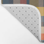 Retro Modern Plaid Pattern Orange Mustard Yellow Blue Bath Mat Gallery Image 2