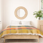 Retro Modern Plaid Pattern Orange Mustard Yellow Blue Duvet Cover Gallery Image 3