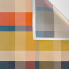 Retro Modern Plaid Pattern Orange Mustard Yellow Blue Wall Tapestry Gallery Image 3