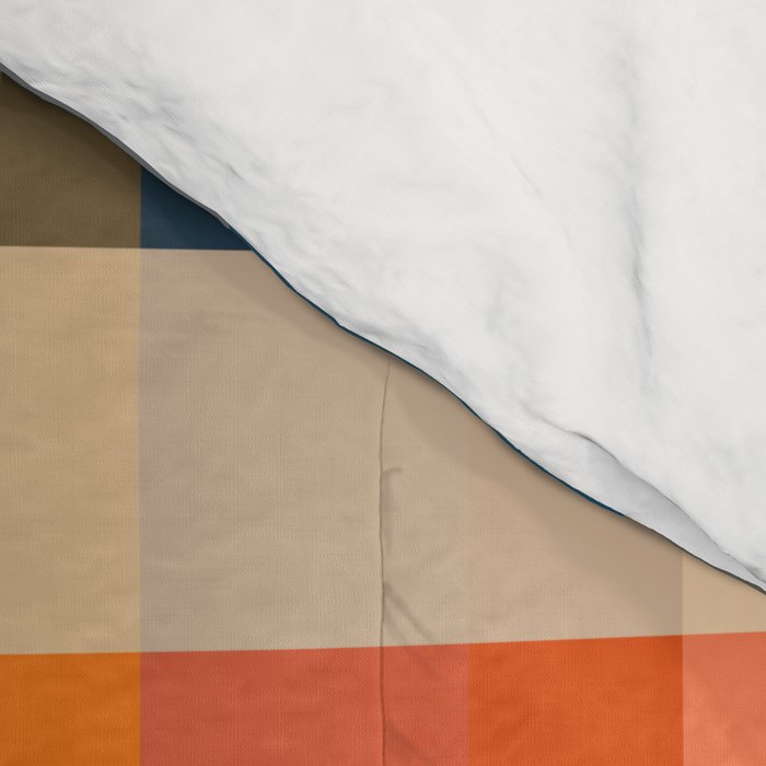 Retro Modern Plaid Pattern Orange Mustard Yellow Blue Comforter Gallery Image 4