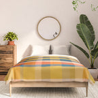Retro Modern Plaid Pattern Orange Mustard Yellow Blue Comforter Gallery Image 3