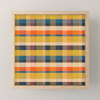 Retro Modern Plaid Pattern Orange Mustard Yellow Blue Mini Art Print Gallery Image 1