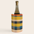 Retro Modern Plaid Pattern Orange Mustard Yellow Blue Wine Chiller Gallery Image 1