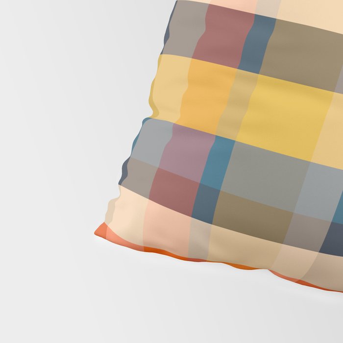 Retro Modern Plaid Pattern Orange Mustard Yellow Blue Pillow Sham Gallery Image 4
