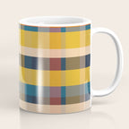 Retro Modern Plaid Pattern Orange Mustard Yellow Blue Coffee Mug Gallery Image 1