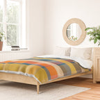Retro Modern Plaid Pattern Orange Mustard Yellow Blue Duvet Cover Gallery Image 2