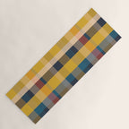 Retro Modern Plaid Pattern Orange Mustard Yellow Blue Yoga Mat Gallery Image 1