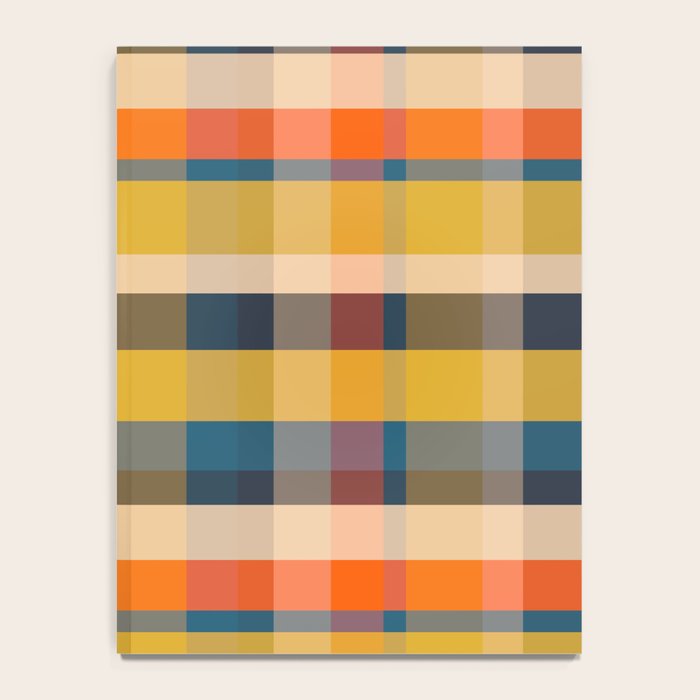 Retro Modern Plaid Pattern Orange Mustard Yellow Blue Notebook Gallery Image 4