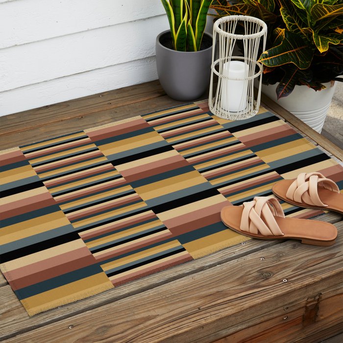 Mixed Stripes Pattern XXIV Bold Retro Outdoor Rug Gallery Image 2