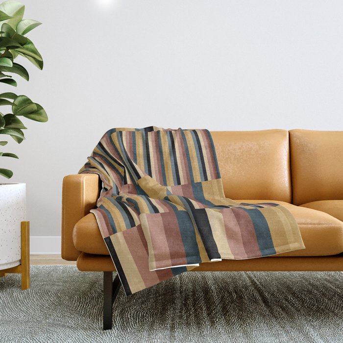 Mixed Stripes Pattern XXIV Bold Retro Throw Blanket Gallery Image 1