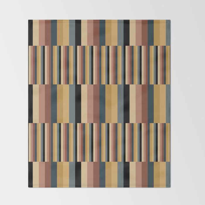 Mixed Stripes Pattern XXIV Bold Retro Throw Blanket Gallery Image 2