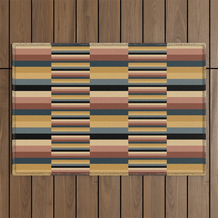 Mixed Stripes Pattern XXIV Bold Retro Outdoor Rug Gallery Image 1