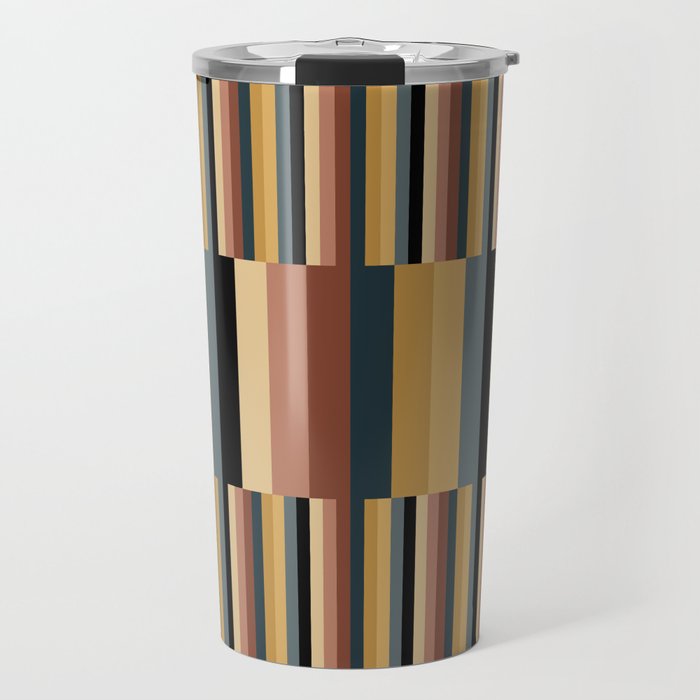 Mixed Stripes Pattern XXIV Bold Retro Travel Mug Gallery Image 1