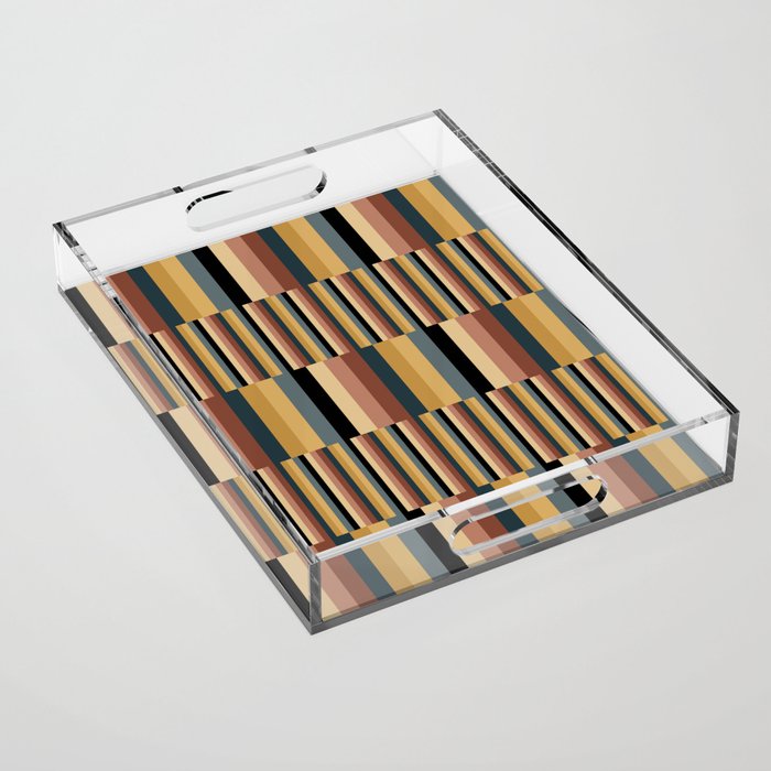 Mixed Stripes Pattern XXIV Bold Retro Acrylic Tray Gallery Image 1