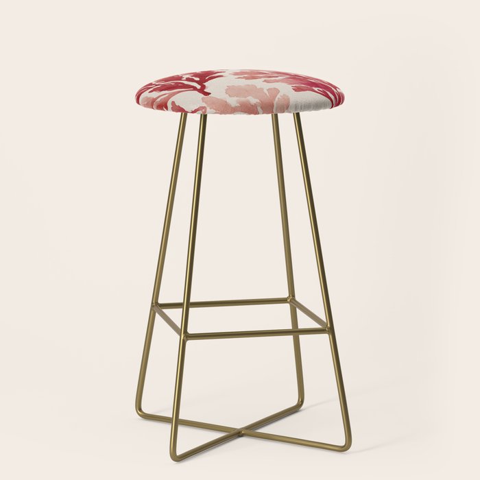Elegant Red Coral Pattern Stool Gallery Image 2