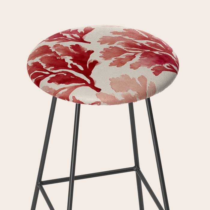 Elegant Red Coral Pattern Stool Gallery Image 2